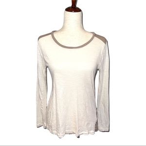 Madewell Off white Tan Color block Long sleeve Casual Top Shirt S